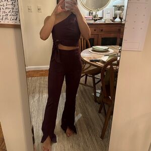 NWT Free People One-Shoulder Plum Matching Set
